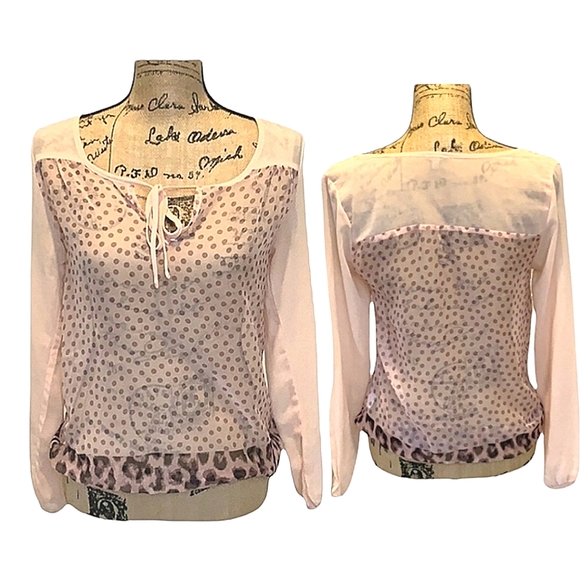 NWOT Charlotte Russe Sheer Pink Blouse Sz XS - Picture 1 of 5